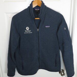 Patagonia Women’s Better Sweater Full Zip Jacket Size LG Motorola* Logo Blue